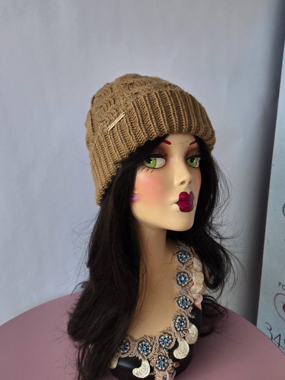 Michael Kors Beige Tan Cable Knit Beanie Cap Fall Winter Hat